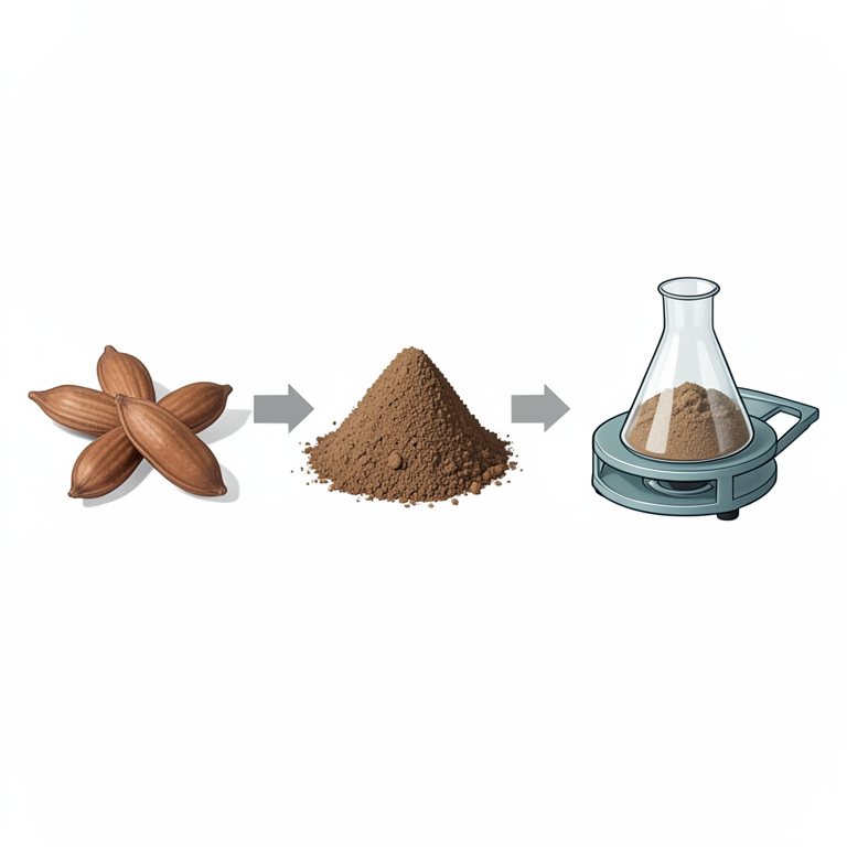 AI-generated conceptual illustration (Cassia tora fruit shells). It explains the idea and does not show study data.