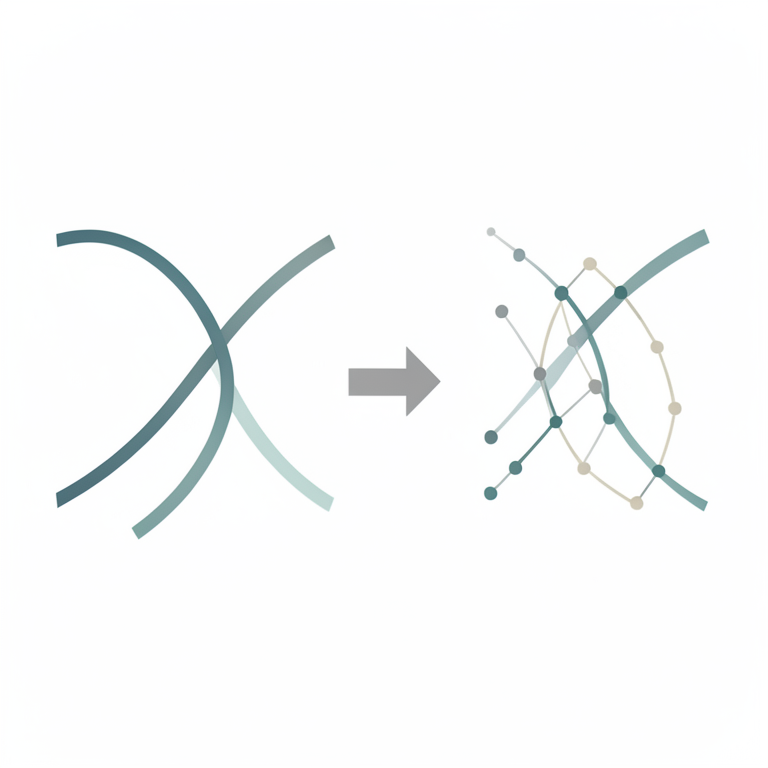 AI-generated conceptual illustration (mathematical function curves and a coordinate grid). It explains the idea and does not show study data.