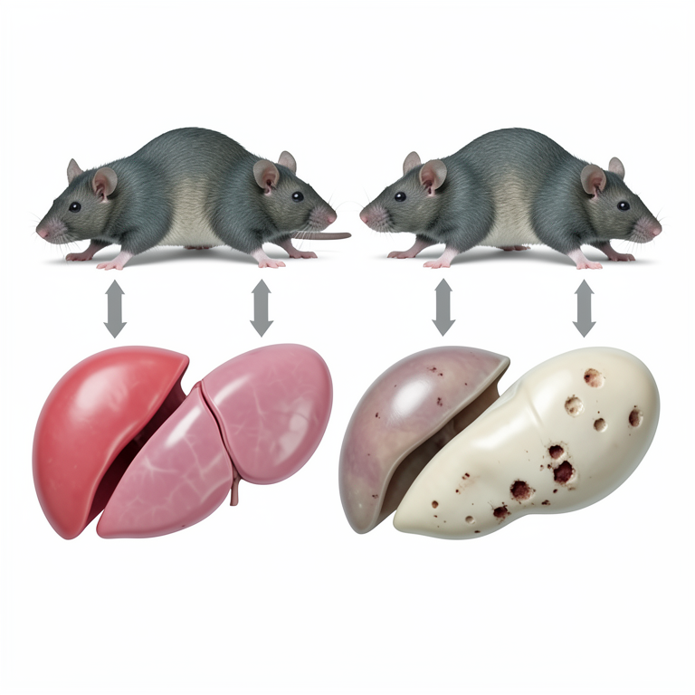 AI-generated conceptual illustration (adult male rats and rat liver tissue). It explains the idea and does not show study data.