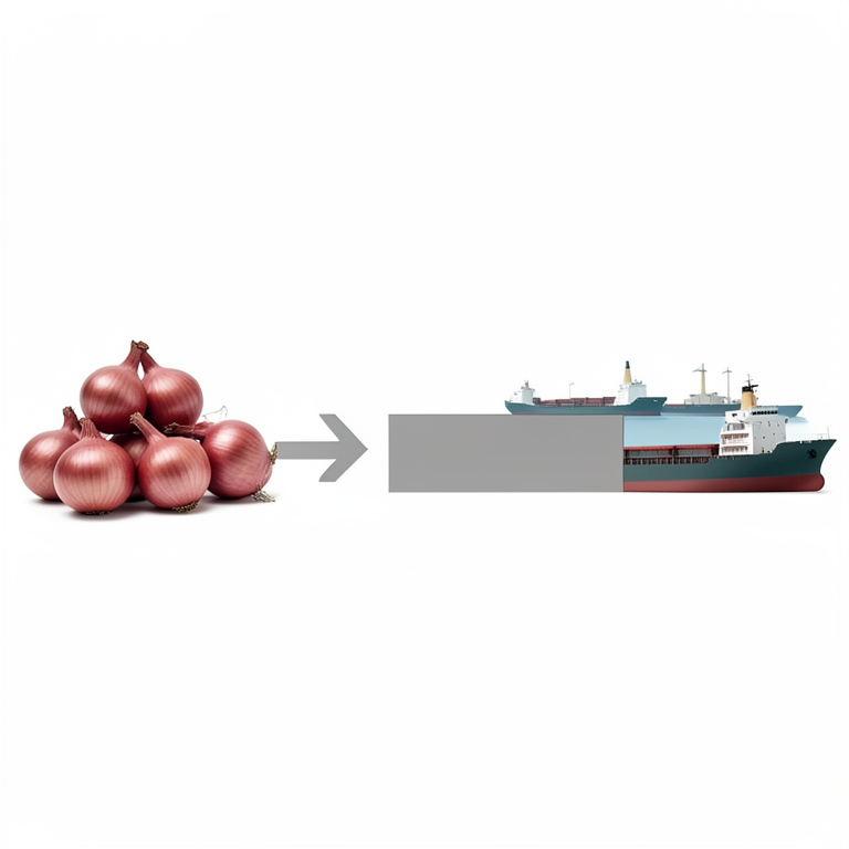 AI-generated conceptual illustration (Red onions and cargo ships). It explains the idea and does not show study data.