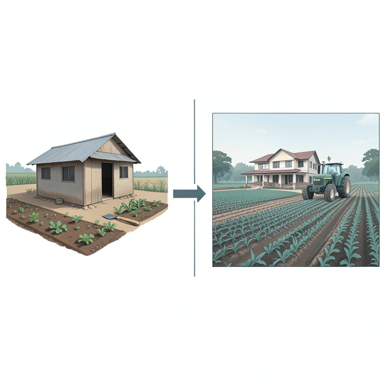 AI-generated conceptual illustration (Farm families in Karnataka, India). It explains the idea and does not show study data.