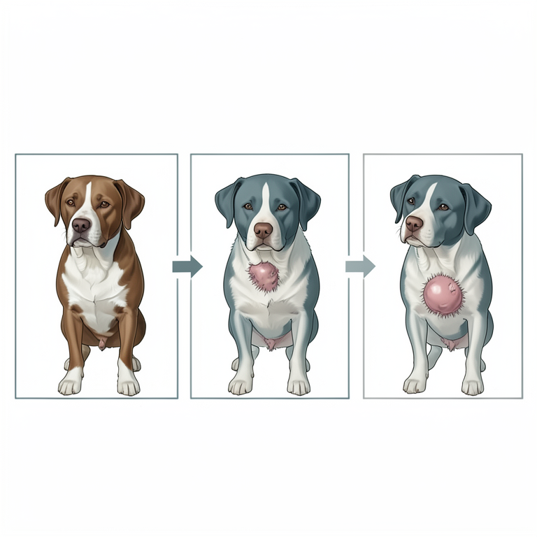 AI-generated conceptual illustration (canine mammary tumors). It explains the idea and does not show study data.
