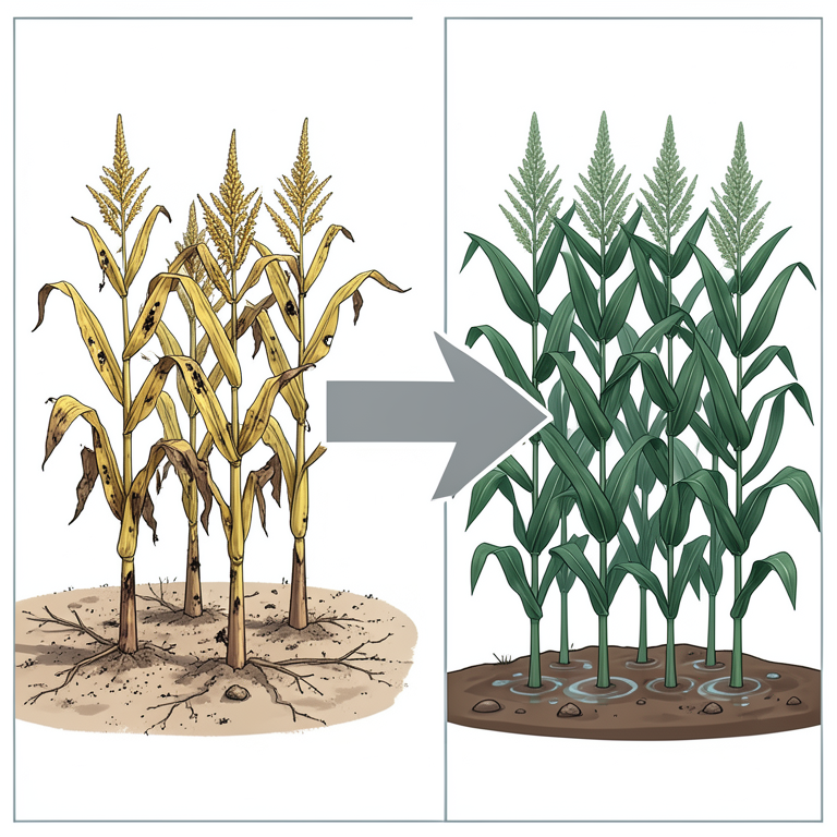 AI-generated conceptual illustration (maize plants in a field in Kavango East, Namibia). It explains the idea and does not show study data.