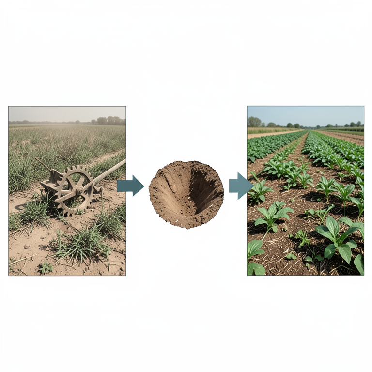 AI-generated conceptual illustration (dryland farmland). It explains the idea and does not show study data.