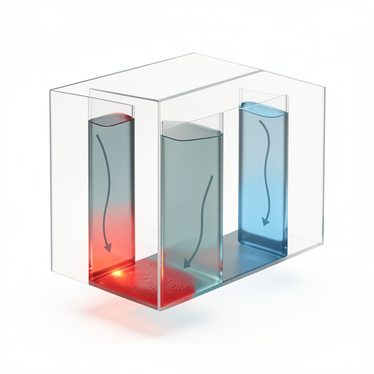 AI-generated conceptual illustration (A rectangular porous enclosure containing a fluid). It explains the idea and does not show study data.