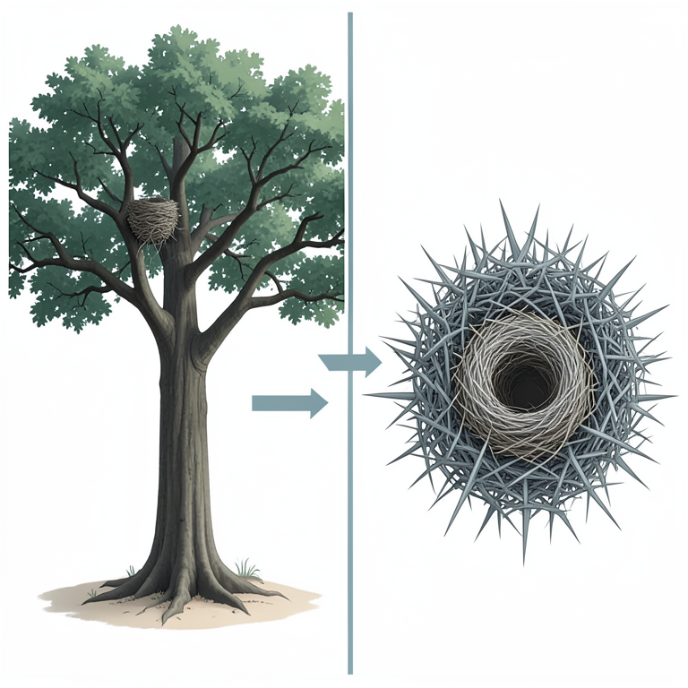 AI-generated conceptual illustration (various tropical forest birds and native vegetation of Pimpaldari forest). It explains the idea and does not show study data.