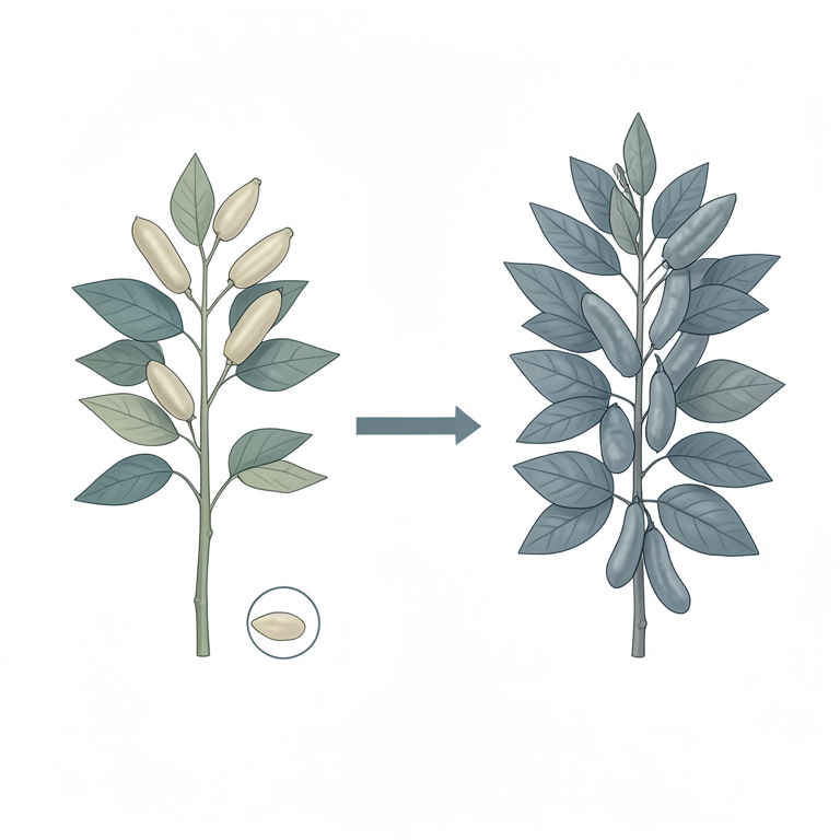 AI-generated conceptual illustration (African yam bean (Sphenostylis stenocarpa) plants). It explains the idea and does not show study data.