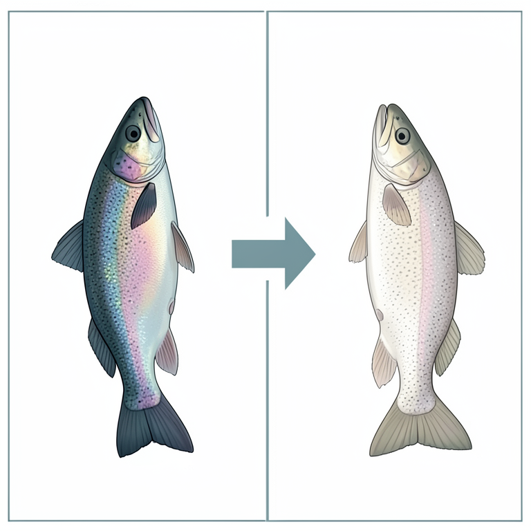 AI-generated conceptual illustration (Rainbow trout (Oncorhynchus mykiss)). It explains the idea and does not show study data.