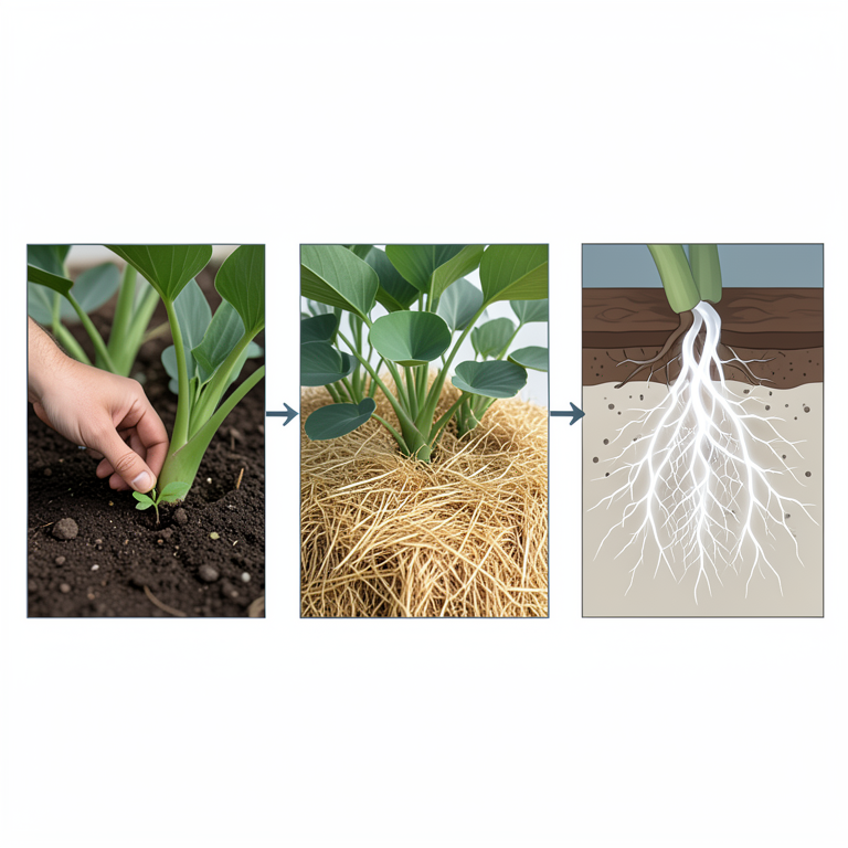 AI-generated conceptual illustration (Taro plants (Colocasia esculenta) in a field setting). It explains the idea and does not show study data.