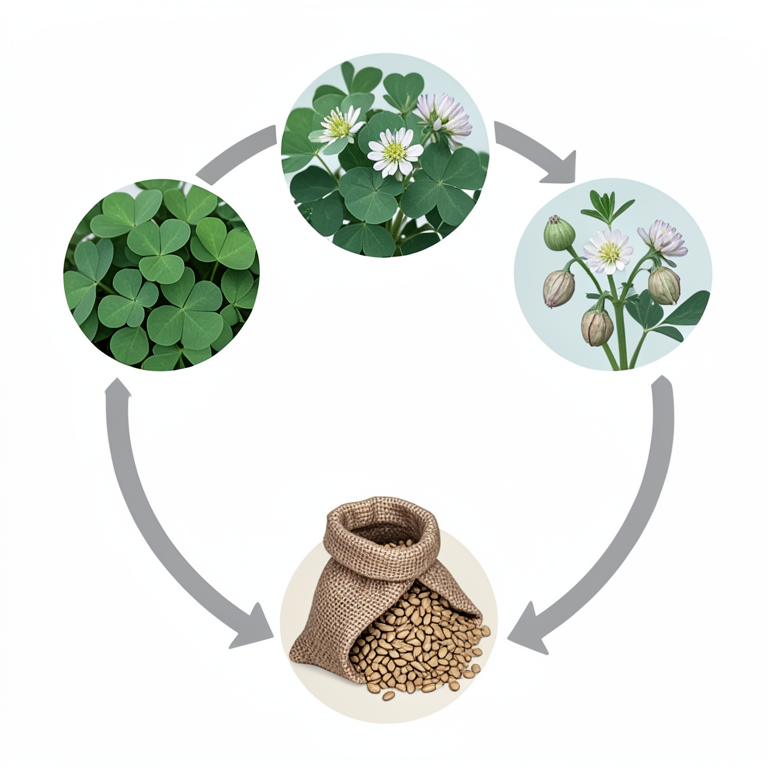 AI-generated conceptual illustration (Berseem clover (Trifolium alexandrinum L.) plants). It explains the idea and does not show study data.