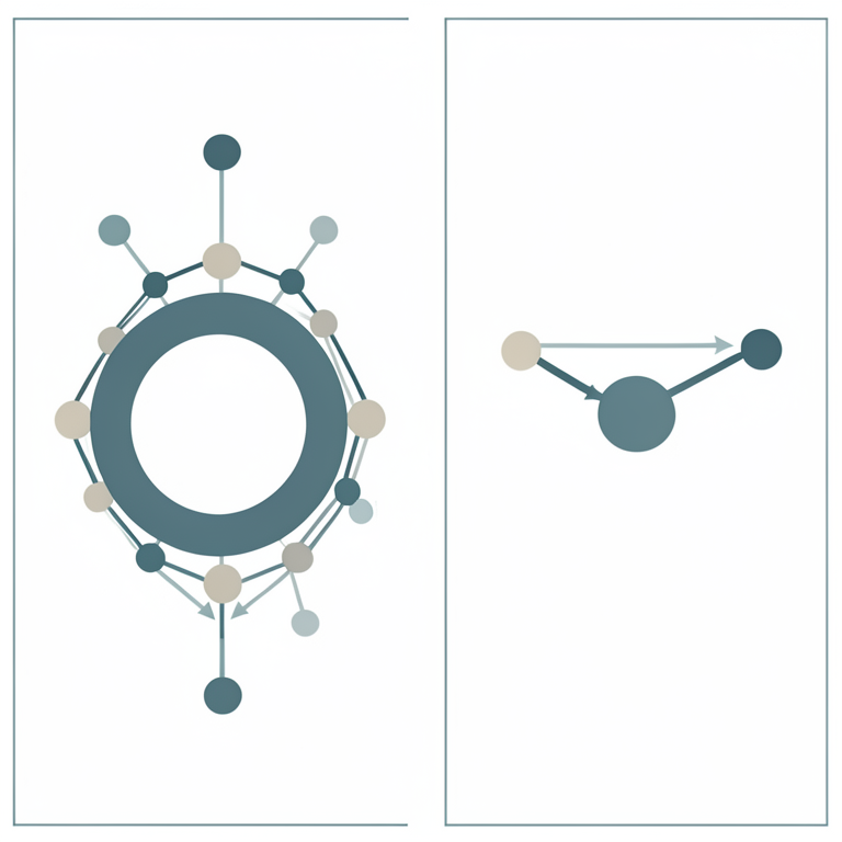 AI-generated conceptual illustration (A mathematical network graph consisting of nodes and edges). It explains the idea and does not show study data.