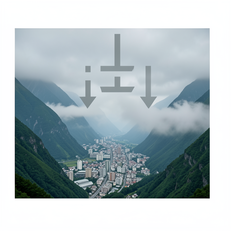 AI-generated conceptual illustration (The city of Dehradun situated in a valley surrounded by the Himalayan foothills). It explains the idea and does not show study data.