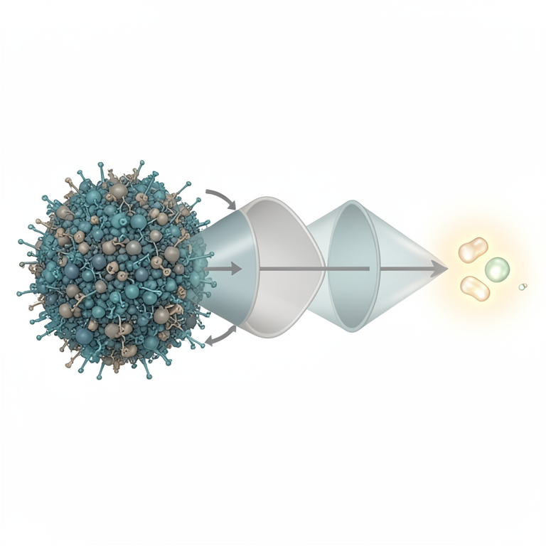 AI-generated conceptual illustration (SARS-CoV-2 spike protein). It explains the idea and does not show study data.