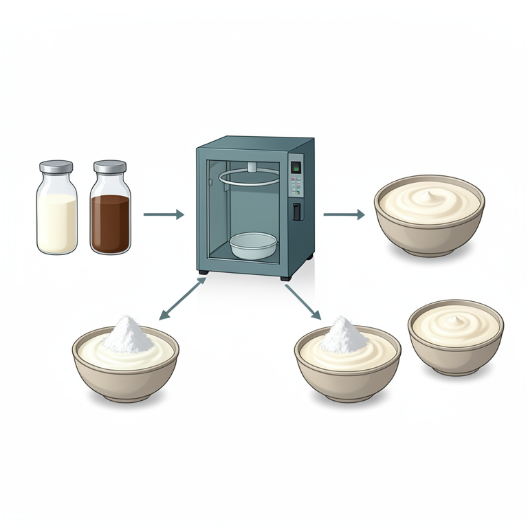 AI-generated conceptual illustration (Lactobacillus rhamnosus bacteria and fermented milk (Dahi)). It explains the idea and does not show study data.