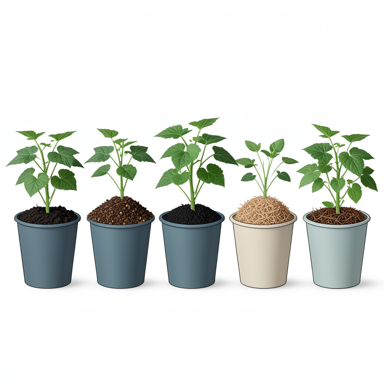 AI-generated conceptual illustration (cucumber plants in greenhouse pots). It explains the idea and does not show study data.