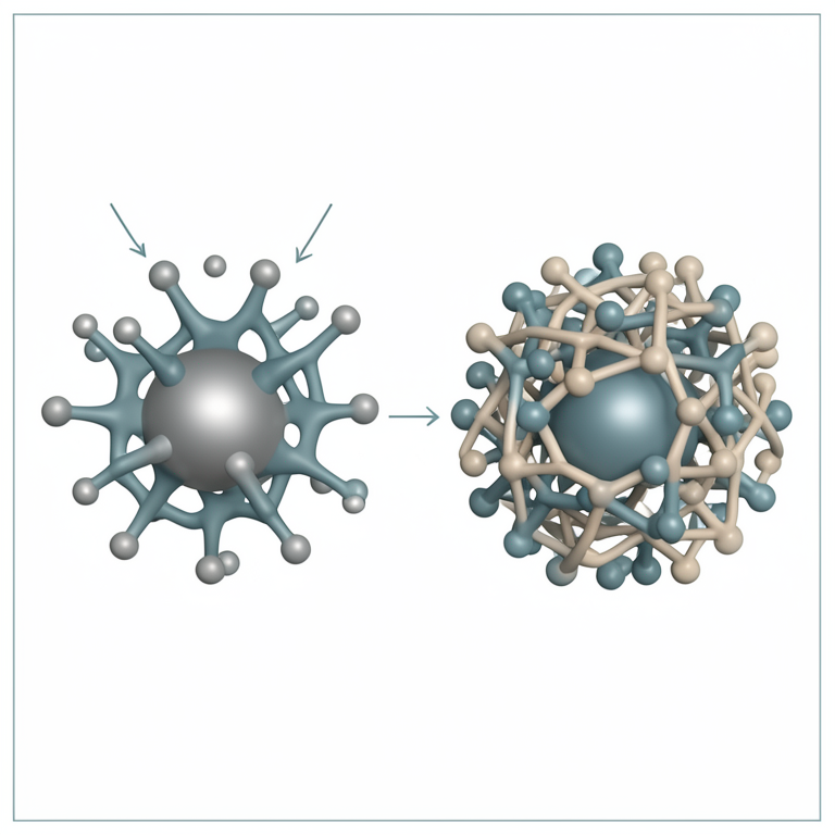 AI-generated conceptual illustration (Platinum nanoparticles encapsulated in PAMAM dendrimer polymers). It explains the idea and does not show study data.