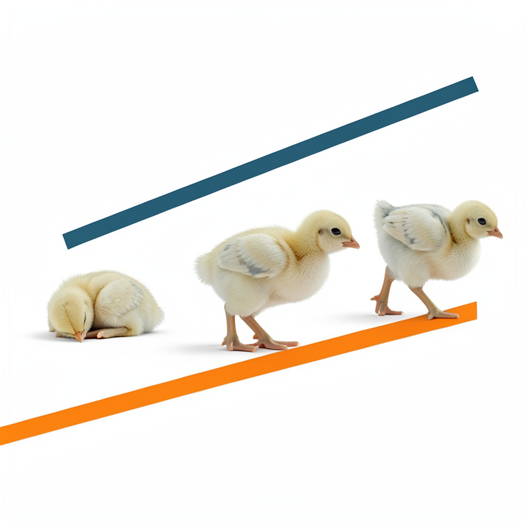 AI-generated conceptual illustration (broiler chicks). It explains the idea and does not show study data.