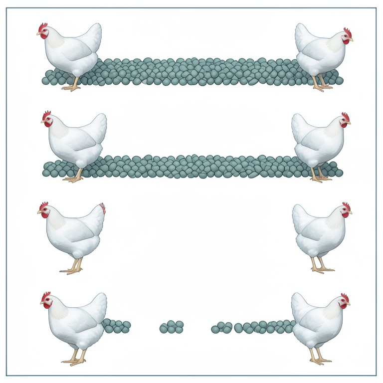 AI-generated conceptual illustration (broiler chickens). It explains the idea and does not show study data.