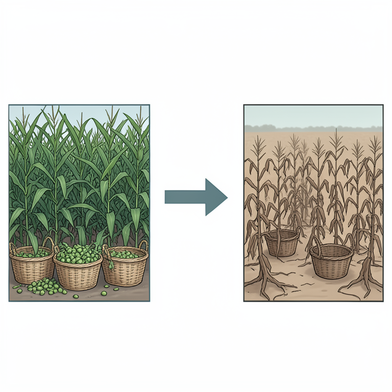 AI-generated conceptual illustration (maize and bean crops in a rural farming field). It explains the idea and does not show study data.
