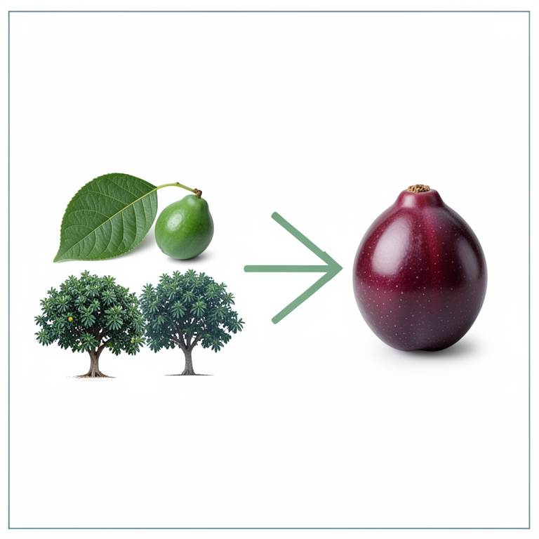 AI-generated conceptual illustration (Guava plants (Psidium guajava L. cv. Allahabad safeda)). It explains the idea and does not show study data.