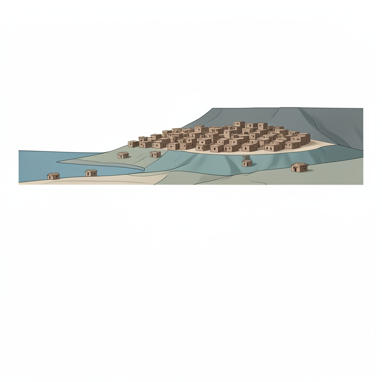 AI-generated conceptual illustration (Indus Valley prehistoric settlement landscape featuring alluvial terraces and floodplains). It explains the idea and does not show study data.