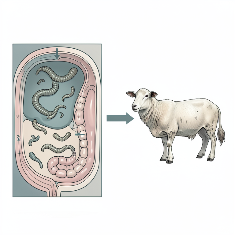 AI-generated conceptual illustration (sheep digestive system). It explains the idea and does not show study data.