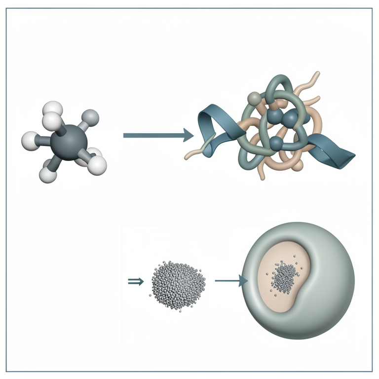 AI-generated conceptual illustration (substituted triazine molecules and a dihydrofolate reductase enzyme protein). It explains the idea and does not show study data.