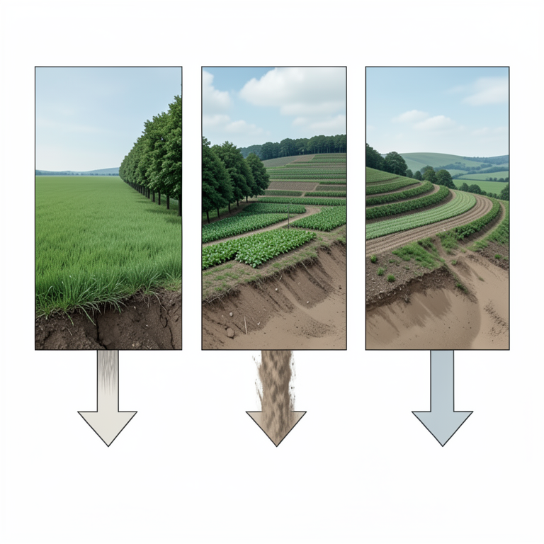 AI-generated conceptual illustration (Loess Plateau hillside with diverse land-use types). It explains the idea and does not show study data.