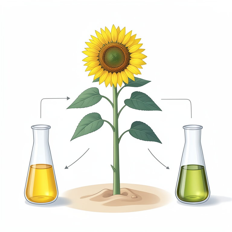 AI-generated conceptual illustration (sunflower plants in a Saharan oasis setting). It explains the idea and does not show study data.