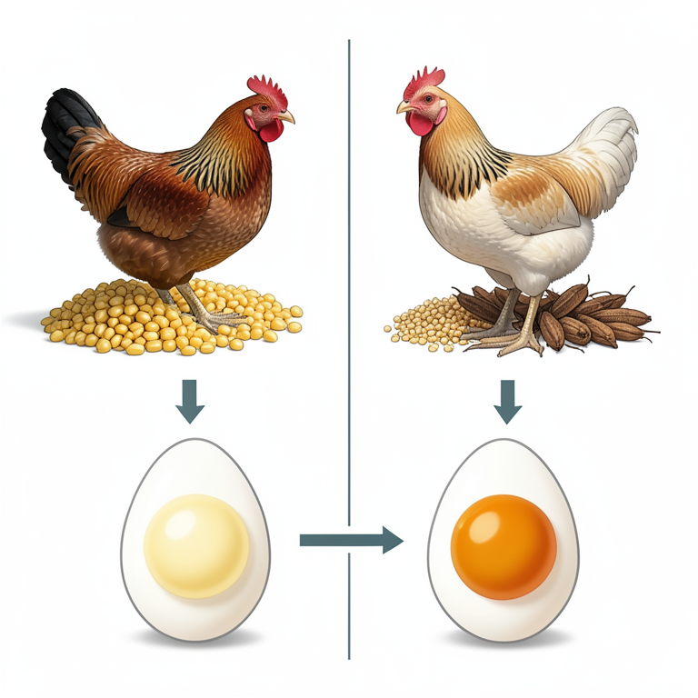 AI-generated conceptual illustration (indigenous chicken layers and Prosopis juliflora pods). It explains the idea and does not show study data.