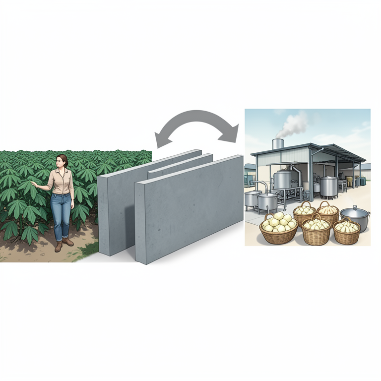 AI-generated conceptual illustration (female cassava farmers in a rural Nigerian field). It explains the idea and does not show study data.