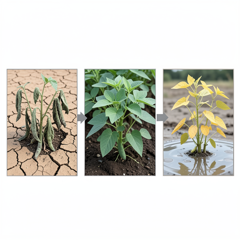 AI-generated conceptual illustration (common bean plants in semi-arid soil). It explains the idea and does not show study data.