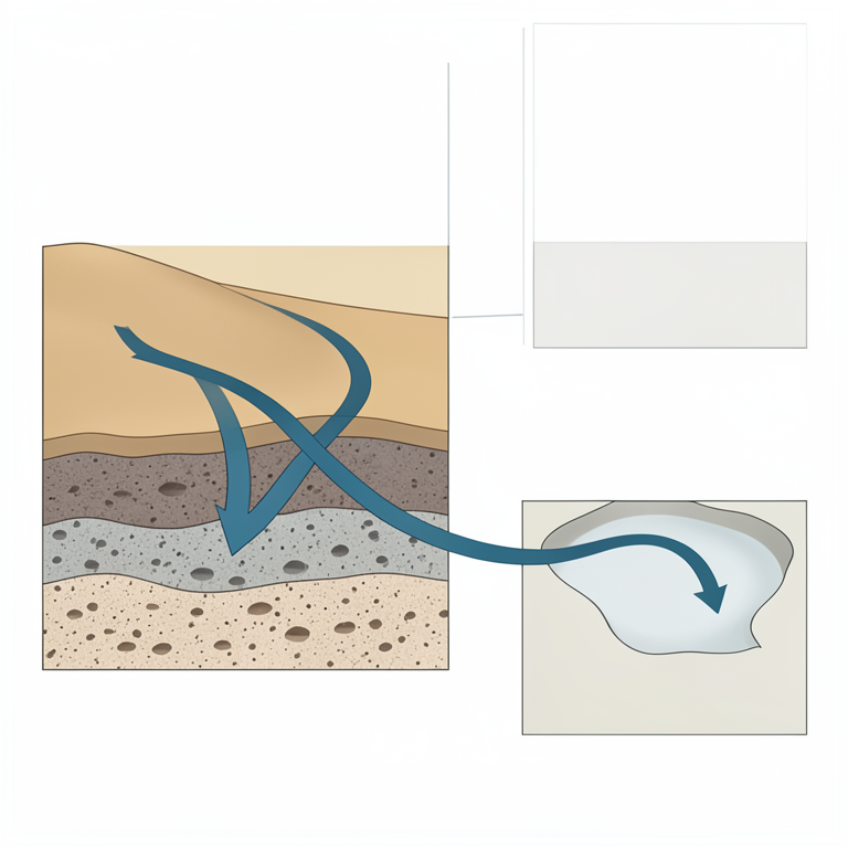 AI-generated conceptual illustration (Kalahari desert sedimentary basin and groundwater aquifers). It explains the idea and does not show study data.