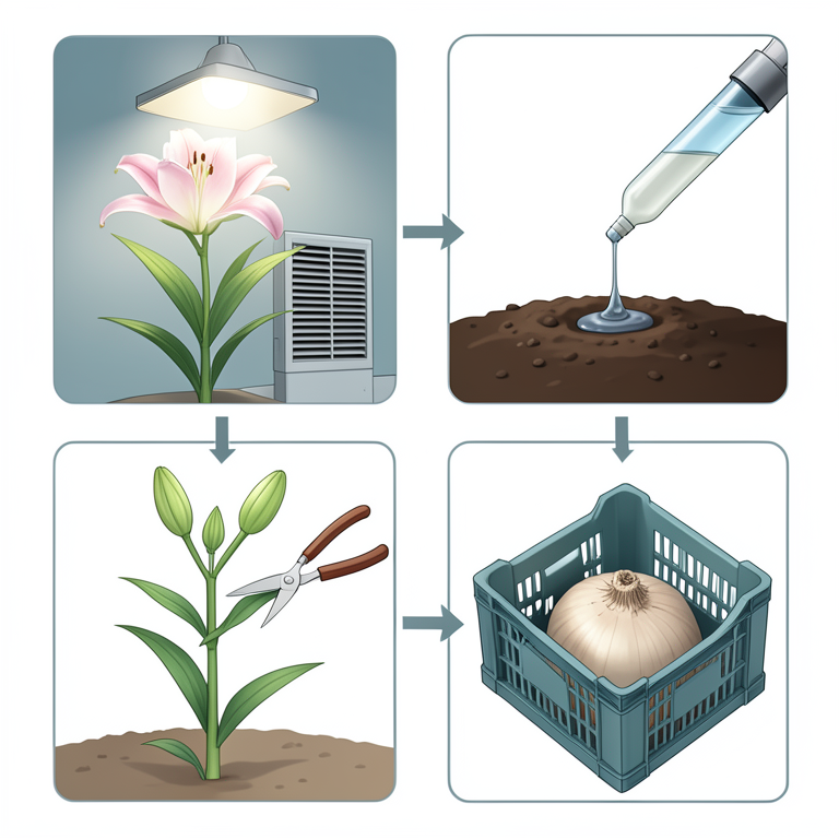 AI-generated conceptual illustration (commercial greenhouse lilies). It explains the idea and does not show study data.