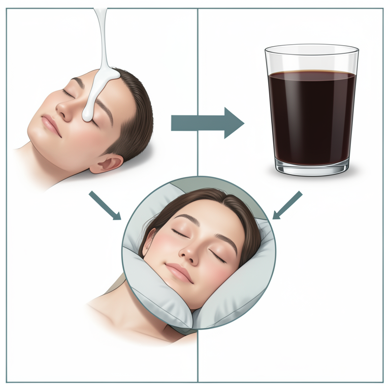 AI-generated conceptual illustration (A human head and a glass of herbal liquid). It explains the idea and does not show study data.