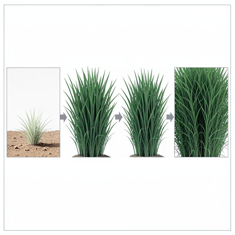 AI-generated conceptual illustration (elephant grass (Pennisetum purpureum)). It explains the idea and does not show study data.