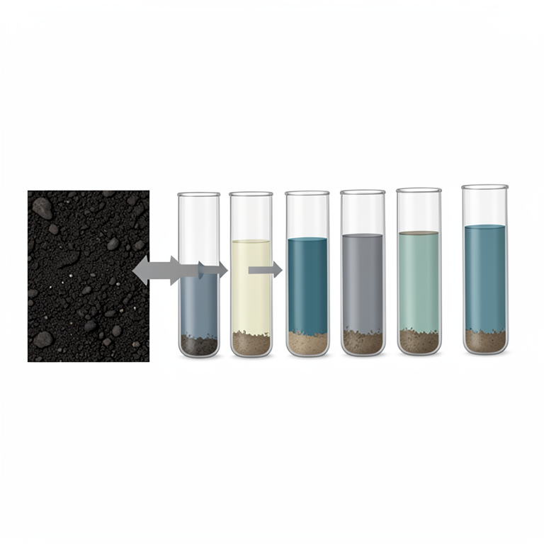 AI-generated conceptual illustration (abandoned mining pond sediment). It explains the idea and does not show study data.