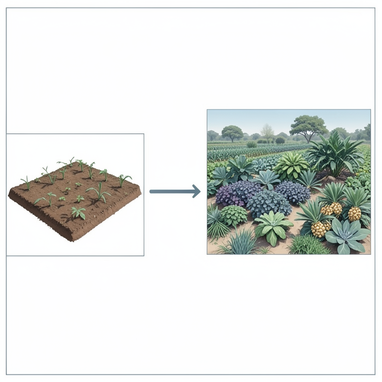 AI-generated conceptual illustration (smallholder farms in East Africa). It explains the idea and does not show study data.
