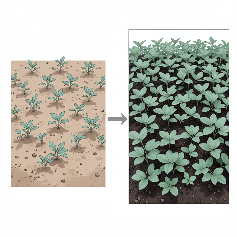 AI-generated conceptual illustration (Mung bean plants (Vigna radiata L.)). It explains the idea and does not show study data.