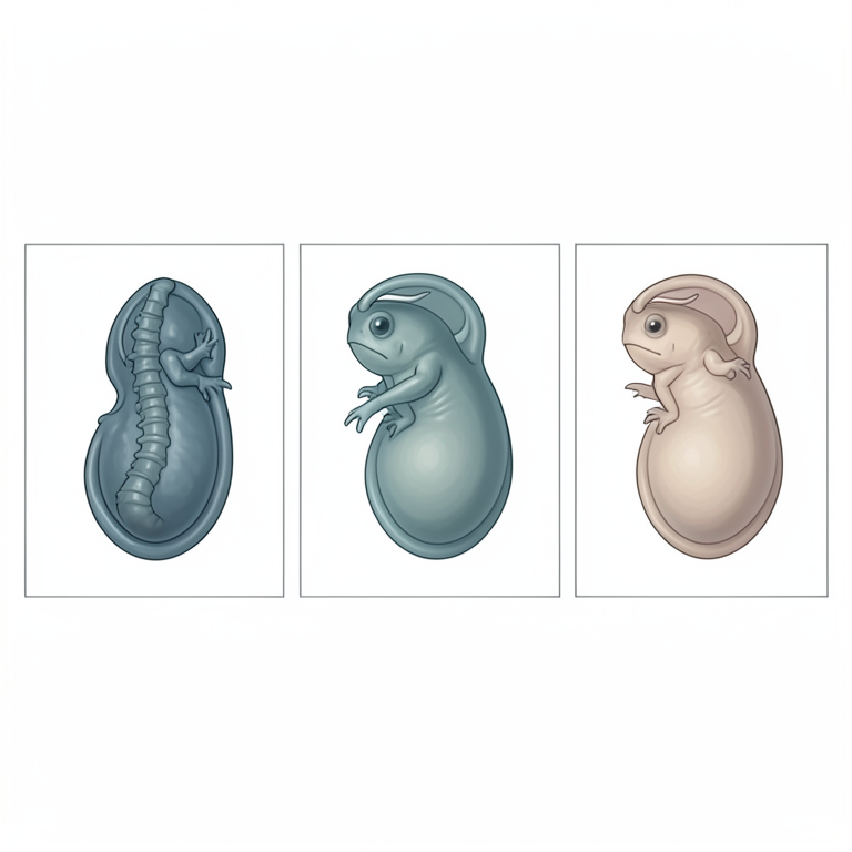 AI-generated conceptual illustration (Xenopus laevis embryos). It explains the idea and does not show study data.