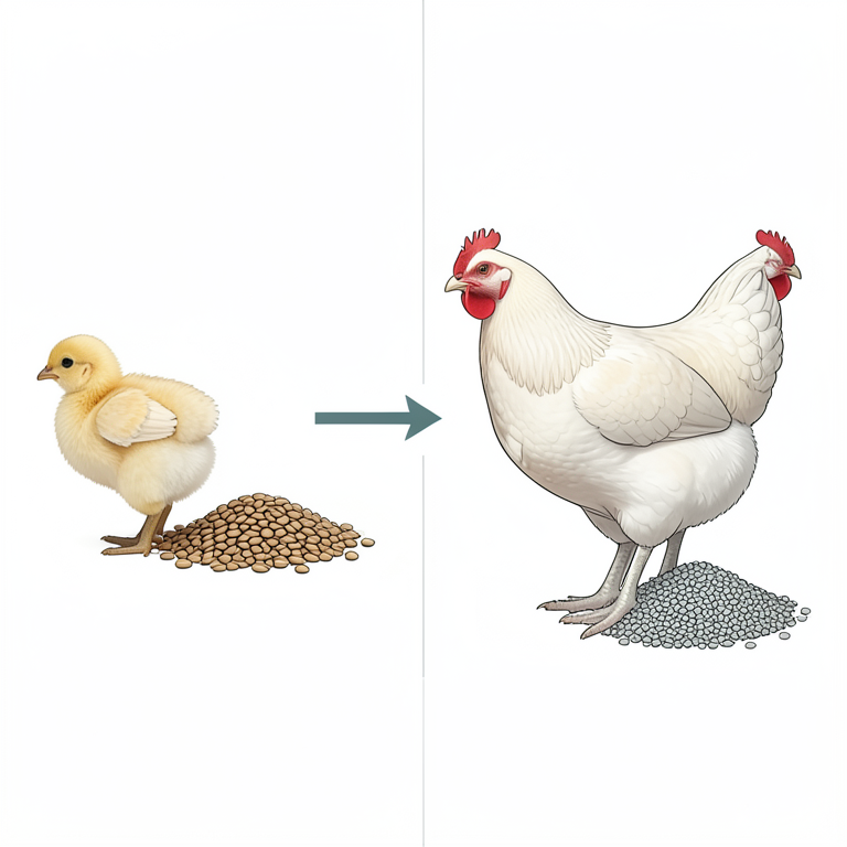 AI-generated conceptual illustration (broiler chickens). It explains the idea and does not show study data.