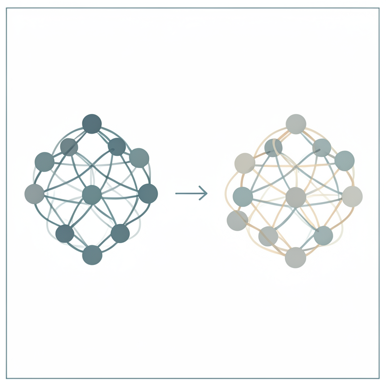 AI-generated conceptual illustration (A mathematical hypergraph consisting of colored dots and overlapping translucent loops). It explains the idea and does not show study data.