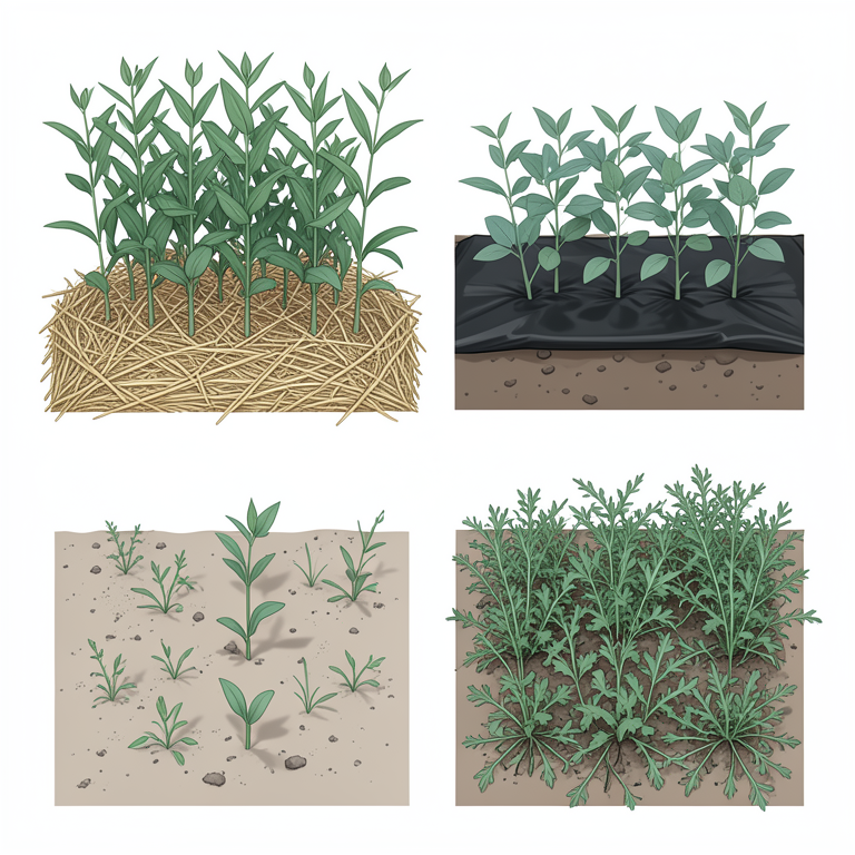 AI-generated conceptual illustration (field pea plants in irrigated agricultural plots). It explains the idea and does not show study data.
