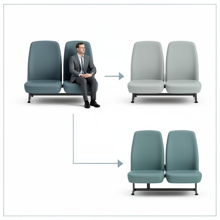 AI-generated conceptual illustration (commercial passenger bus seats). It explains the idea and does not show study data.