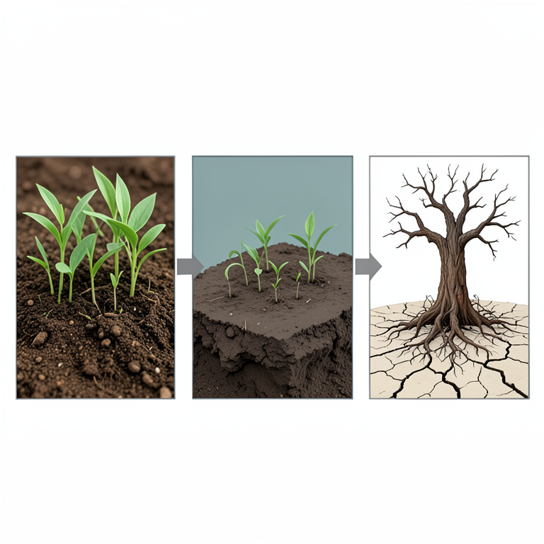 AI-generated conceptual illustration (Forest soil and seedlings on the south-western slopes of Azerbaijan). It explains the idea and does not show study data.