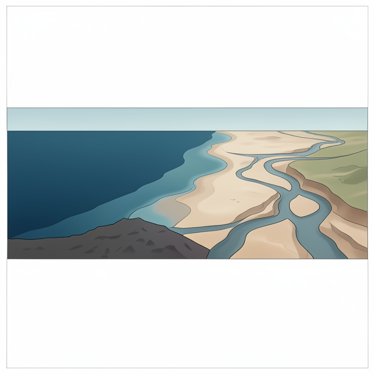 AI-generated conceptual illustration (Cretaceous sedimentary sequences in the Eyre Basin). It explains the idea and does not show study data.