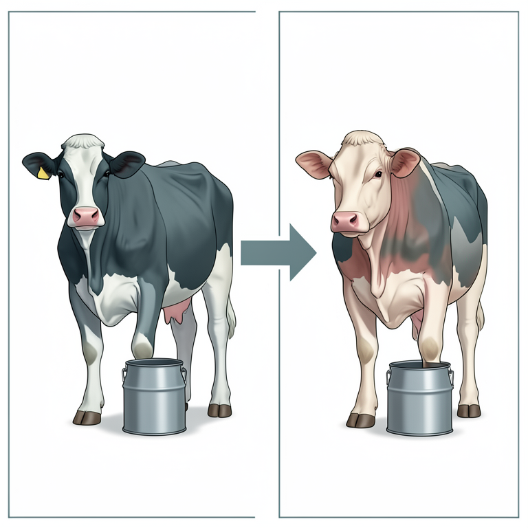 AI-generated conceptual illustration (dairy crossbred cows). It explains the idea and does not show study data.
