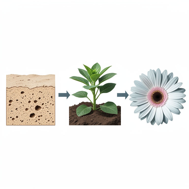 AI-generated conceptual illustration (Gerbera daisy plants). It explains the idea and does not show study data.