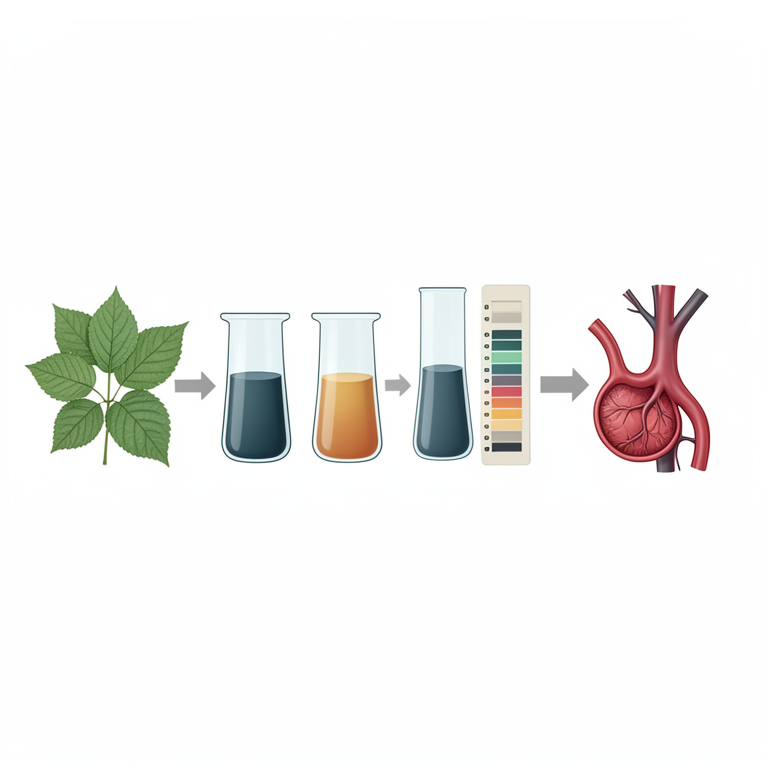 AI-generated conceptual illustration (Passiflora edulis leaves and a blood vessel). It explains the idea and does not show study data.