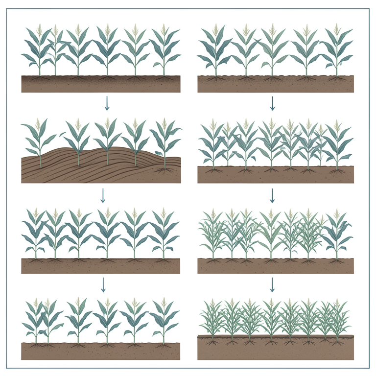 AI-generated conceptual illustration (spring maize plants in soil). It explains the idea and does not show study data.